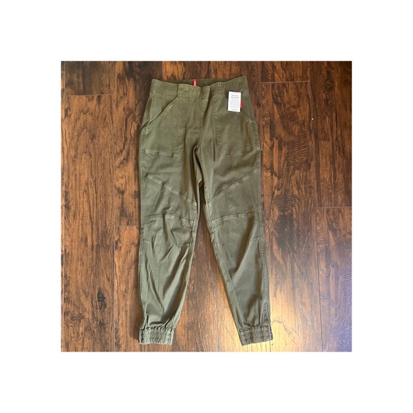 Spanx Twill Joggers in Darkened Olive - Picture 2 of 7